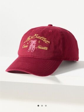 Anthropologie Le Ballet Red Hat Balletcore Cap Adjustable NWT